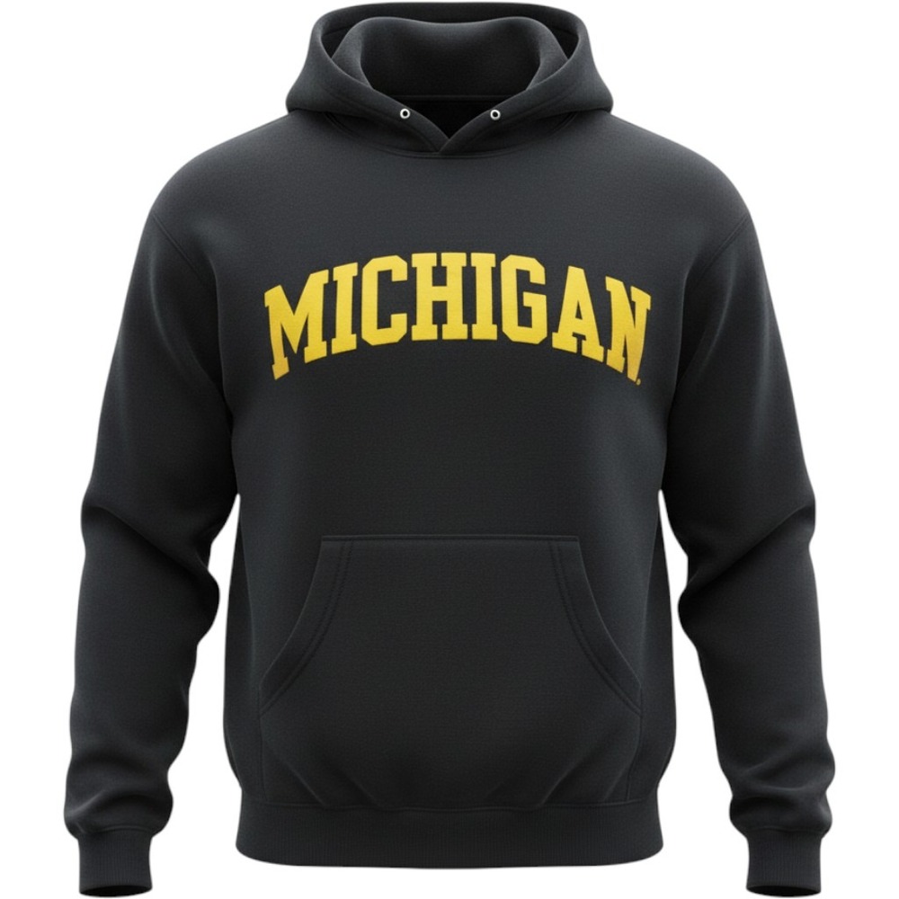 Champion Michigan Pullover Hoodie Kids Small YS 6-7 Black Yellow CS1271